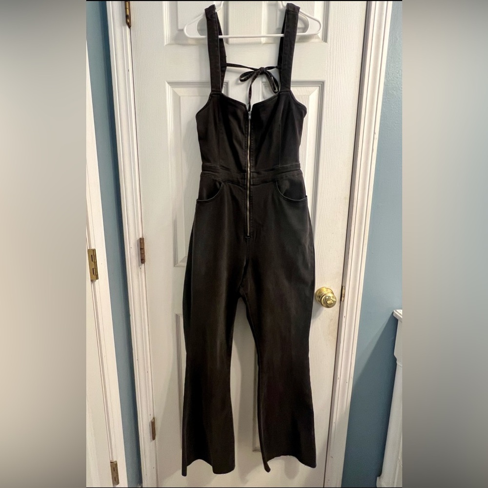 We the Free CRVY 2nd Ave Black Denim Jumpsuit
